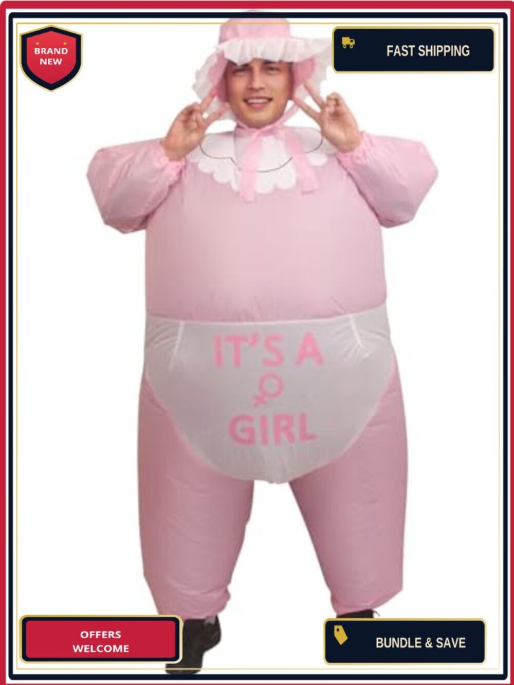 Inflatable Baby Costume Adult Blow Up Suit Gender Reveal
